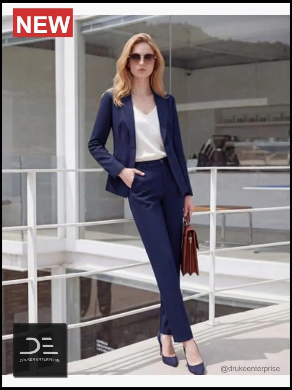 Wrinkle-Free 2-Piece Suit Set Blazer & Matching Pants with Pockets